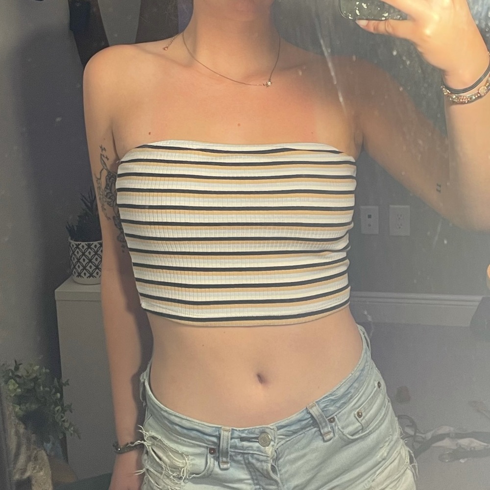 striped knit hollister tube top